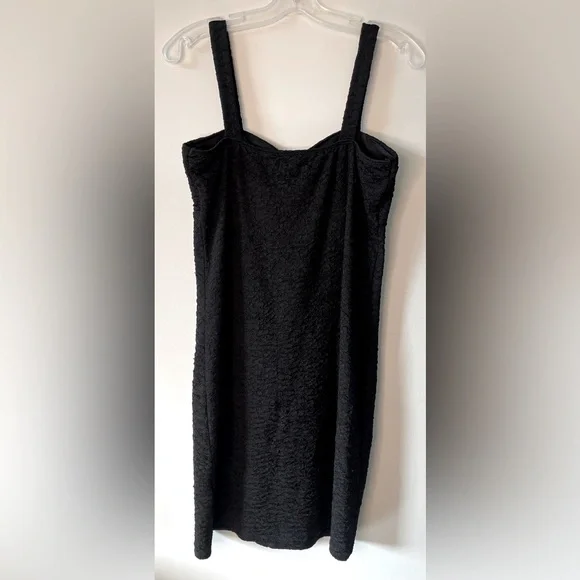 Papillon Black Textured Sweetheart Dress Thick Straps Bodycon Size Large - Picture 4 of 6